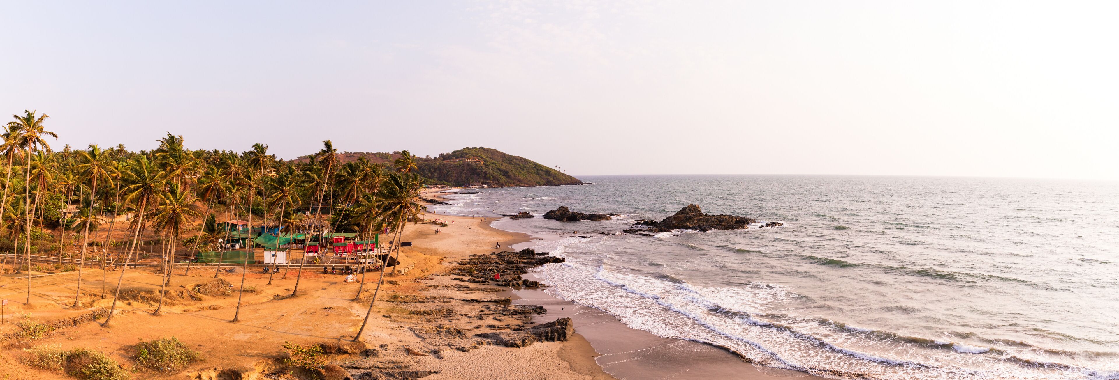 Vagator and Ozran beach at sunset, Goa