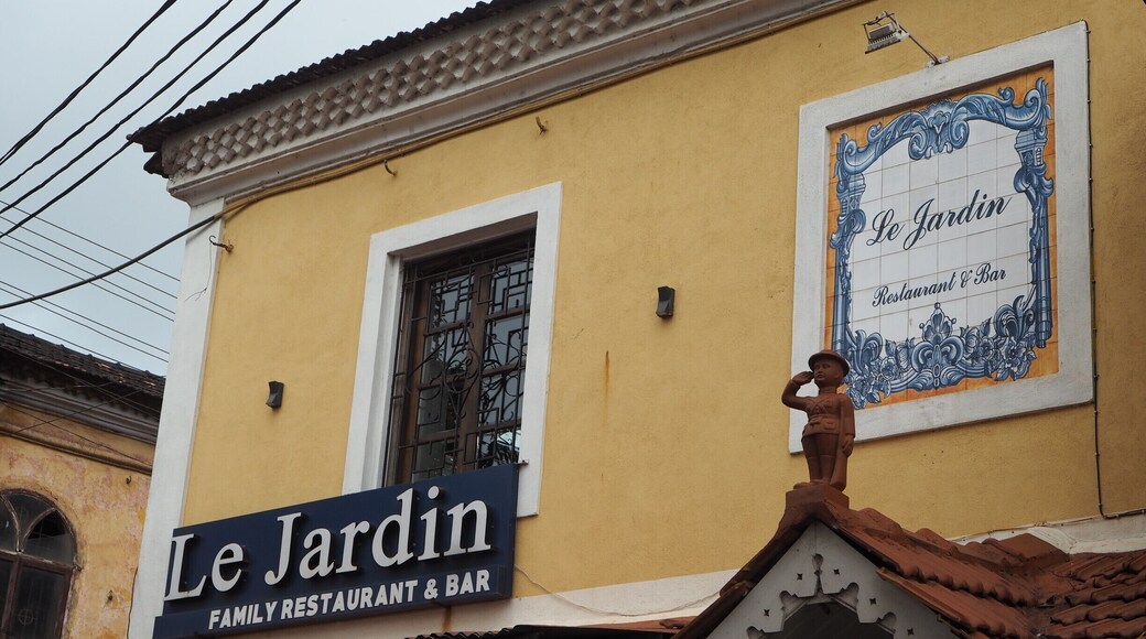 Nice little restaurant with caricatures of Goan cartoonist, Mario Miranda, adorning the walls. Food is delicious!
Voted as one of the best restaurants in Goa to have the "Fish Curry Thali."
Plenty of vegetarian options also available.
Has a bar too.