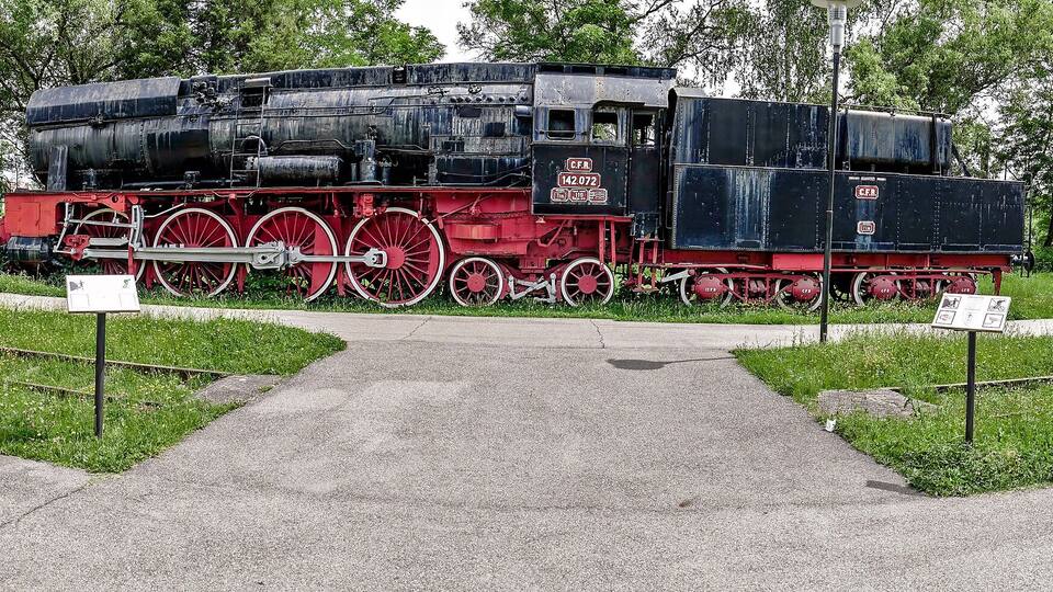 Panoramic view of the steam locomotive park in Resita, Romania