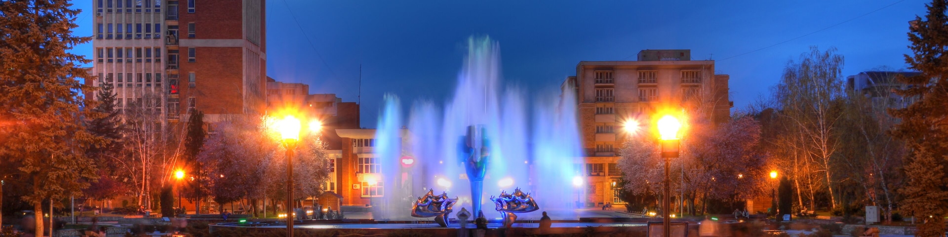 Kinetic fountain in downtown Resita, Romania