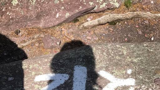 Abraham Hewitt trail. NY NJ state line intersection.