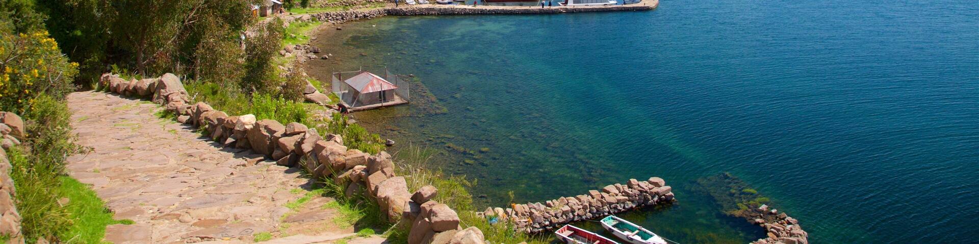 Lake Titicaca showing general coastal views
