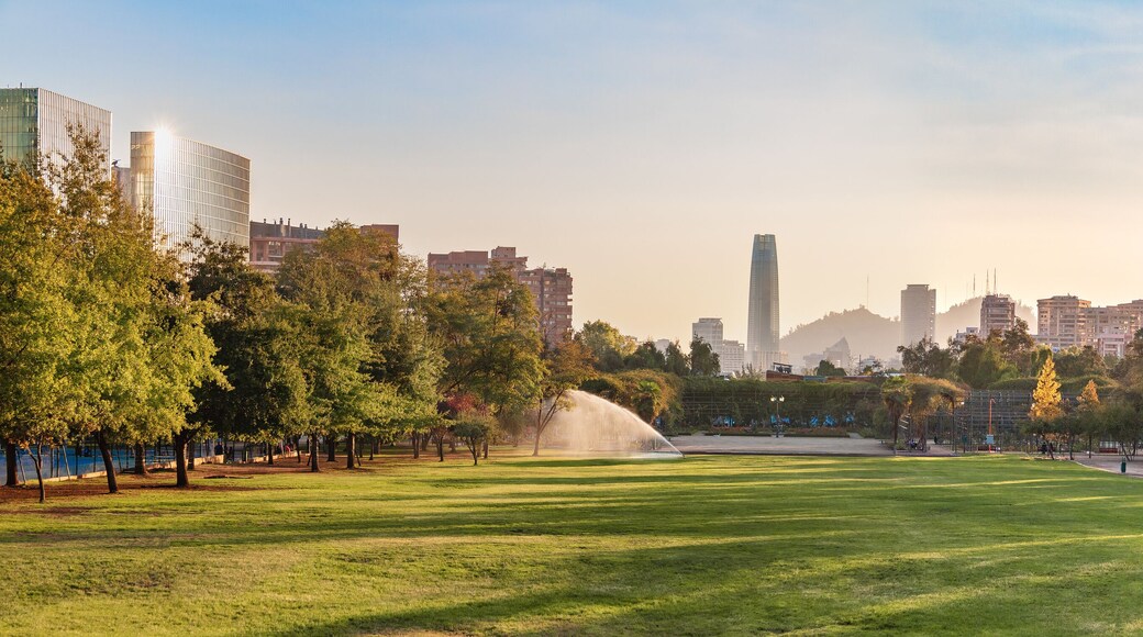 Panoramic view of Santiago skyline at Araucano Park - Santiago, Chile
