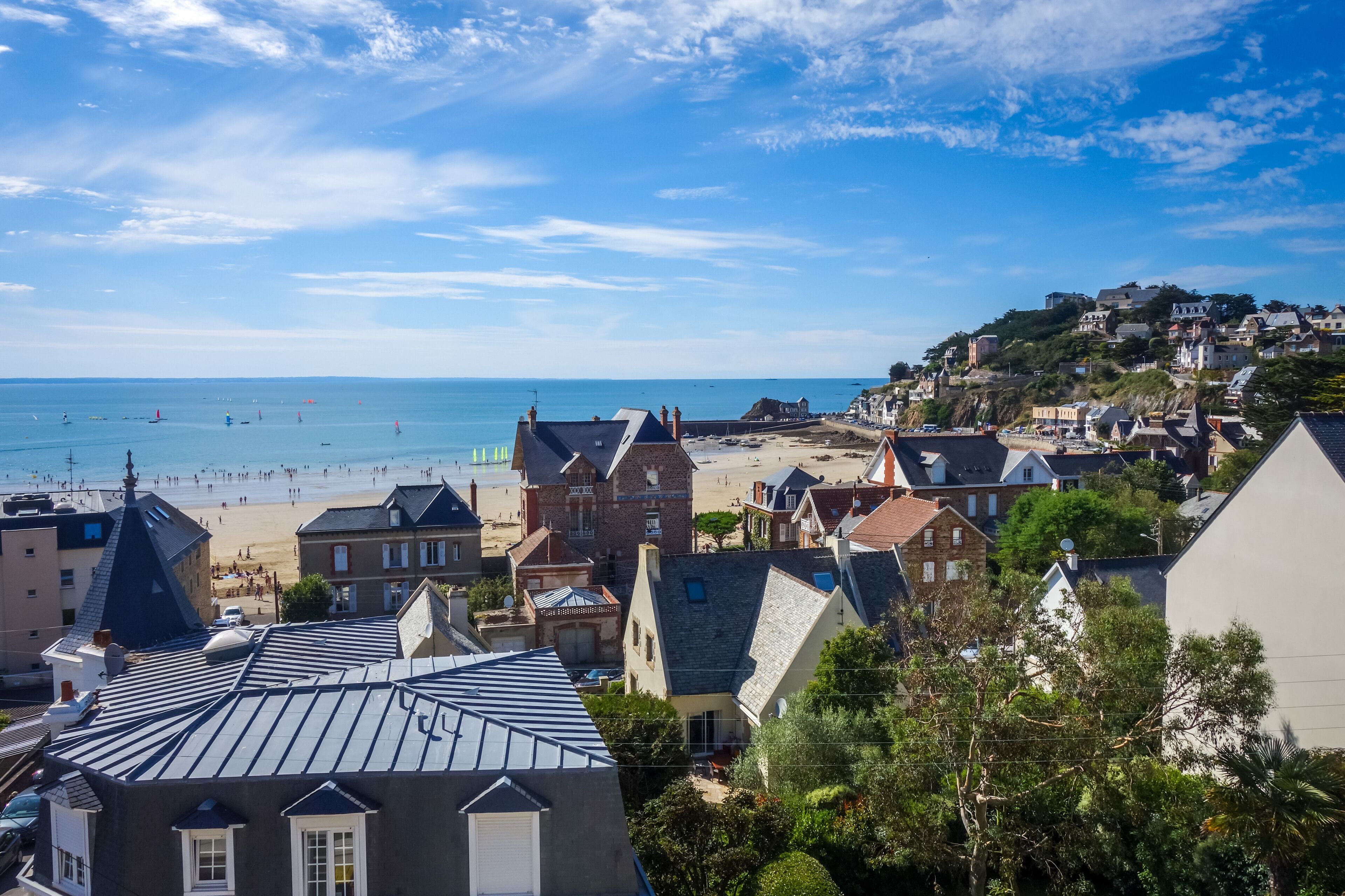 Pleneuf Val Andre city and beach view, Brittany, France