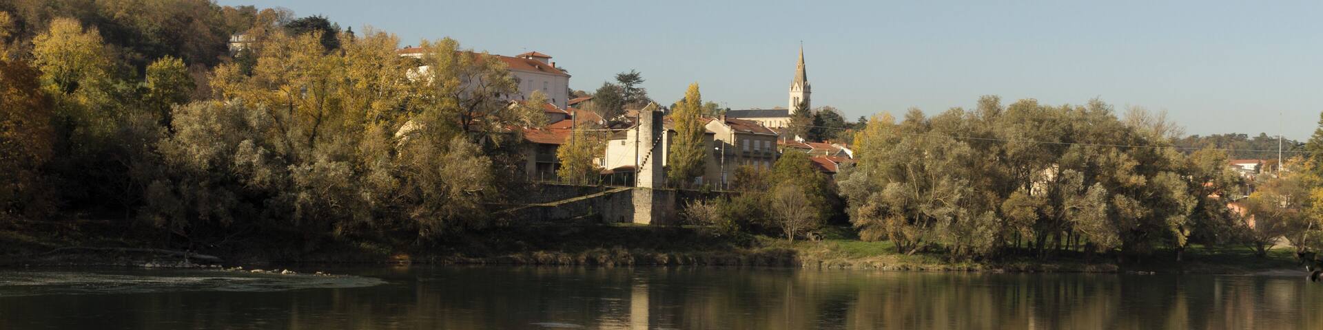 Vernaison vue depuis l'Île de la Table-Ronde.