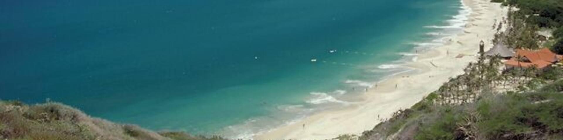 View of Puerto Cruz beach from up by the lighthouse on Punta Zaragoza.