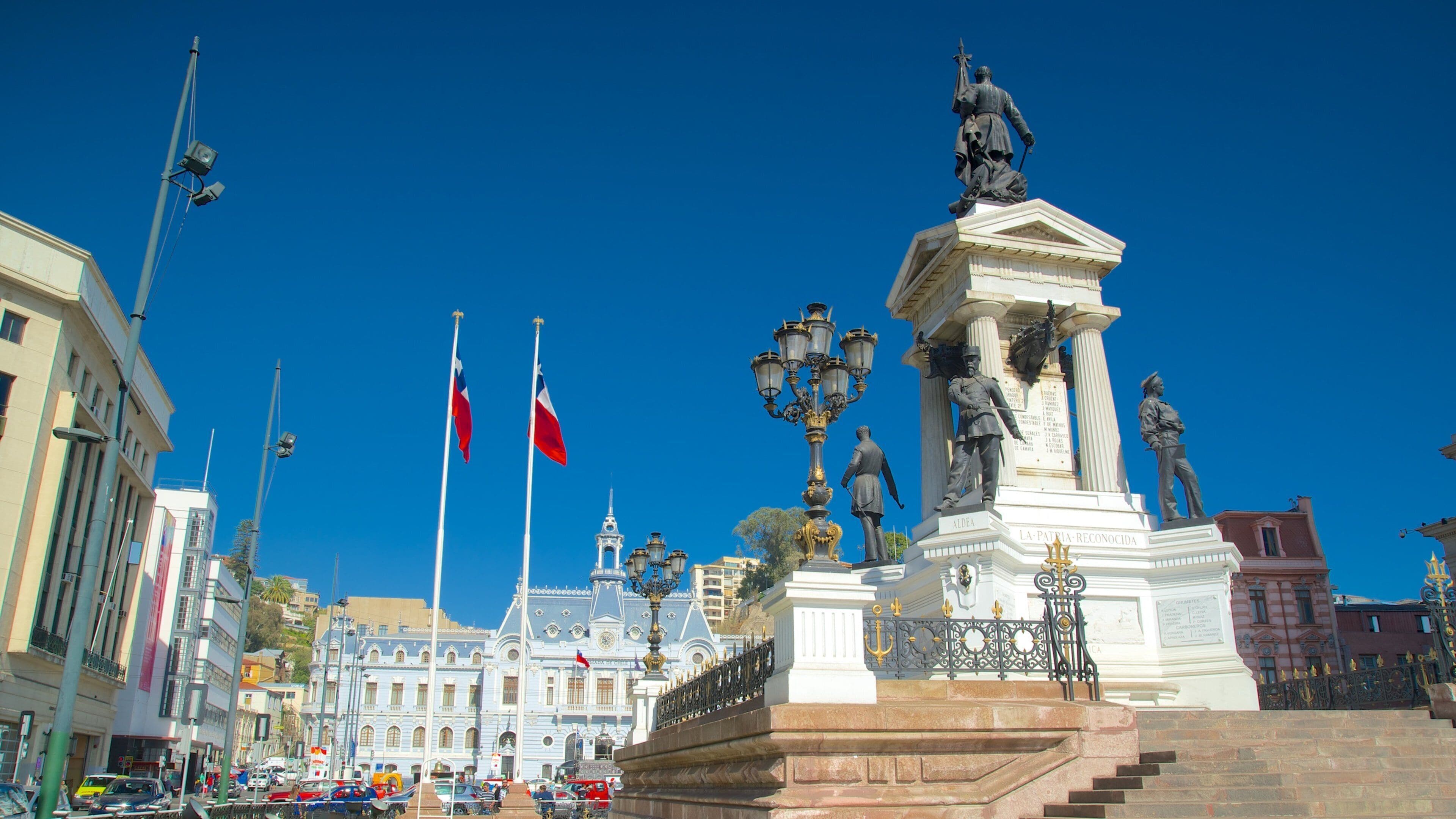 Viña del Mar mostrando una ciudad y una estatua o escultura