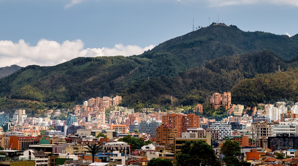 Panoramic of the Chapinero neighborhood with eastern hills in the background in Bogota, Colombia