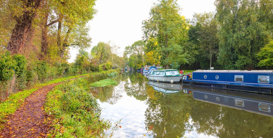 Amazing landscape with river Stort in Sawbridgeworth - London, UK