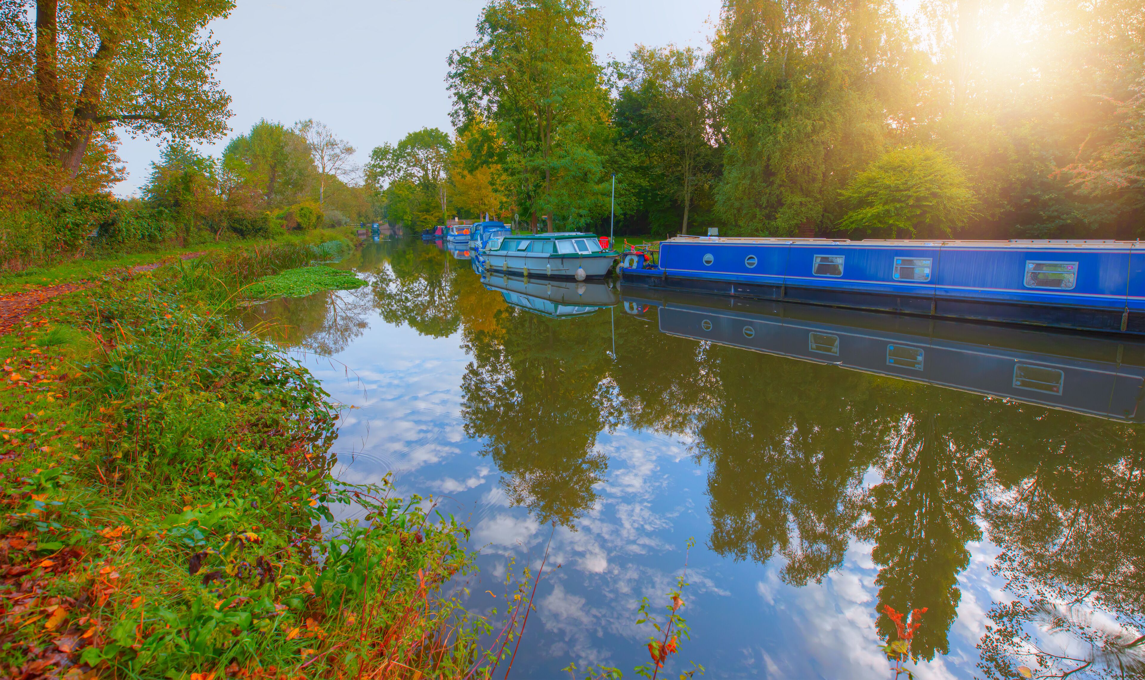 Beautiful landscape with river Stort in Sawbridgeworth - London, UK