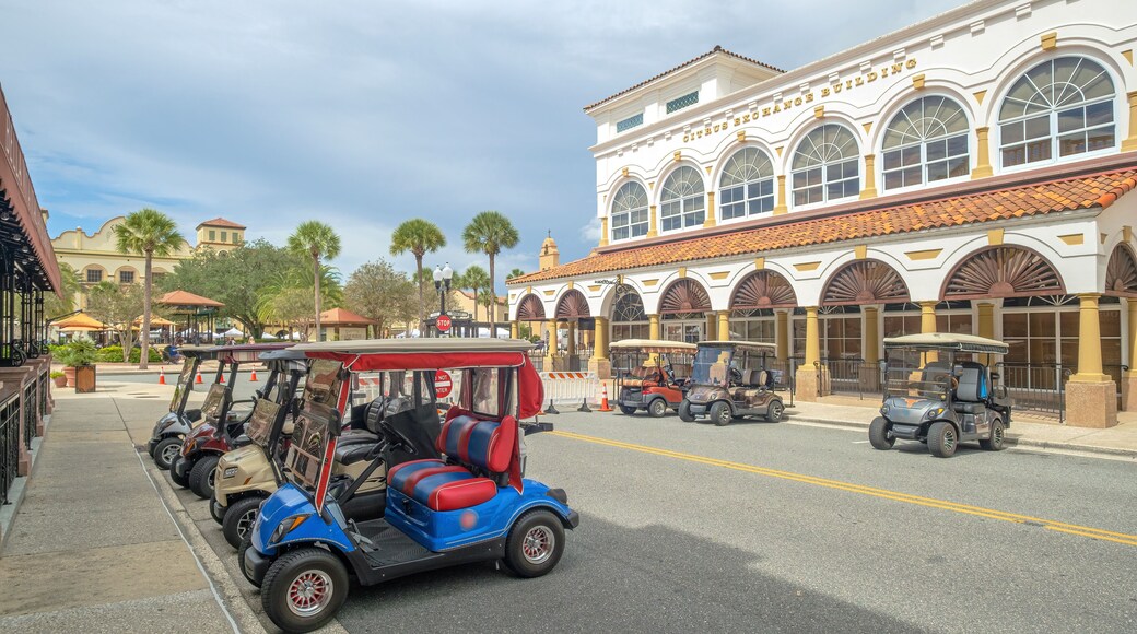 The Villages central square and golf carts Florida.