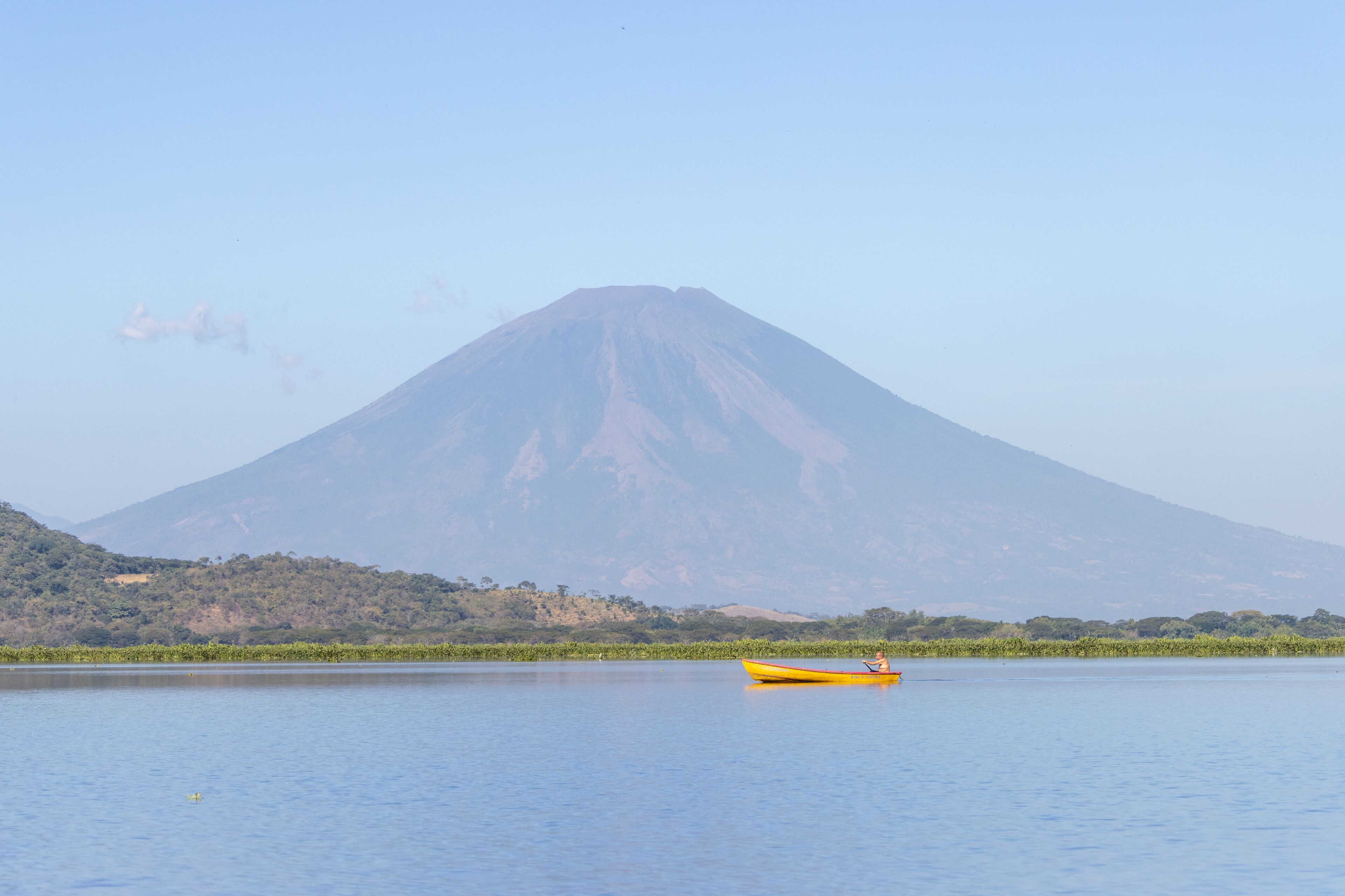 Chaparrastique volcano seen from Laguna Olomega in San Miguel, El Salvador