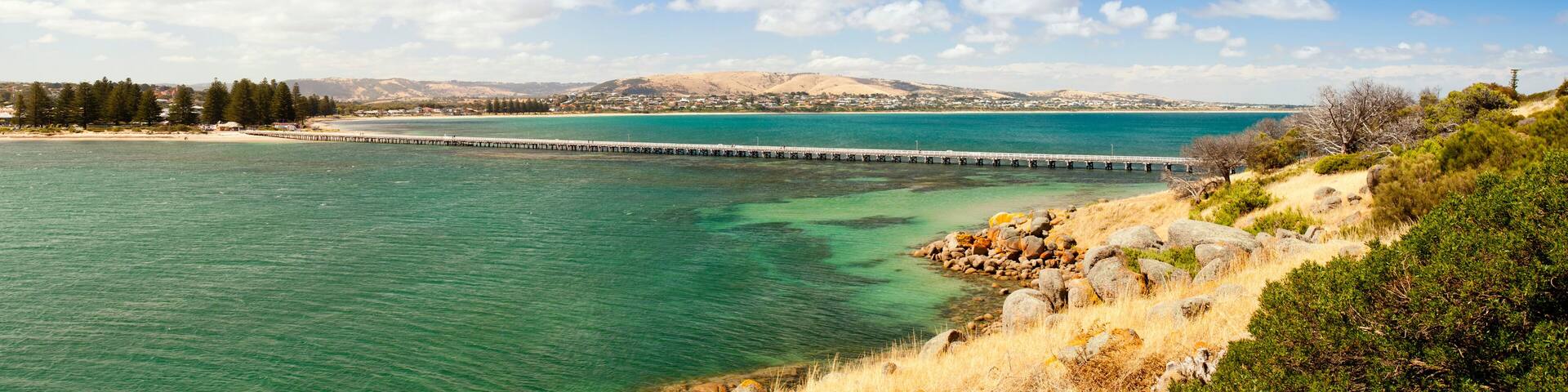 Causeway connecting Victor Harbor to Granite Island on the Fleurieu Peninsula in South Australia