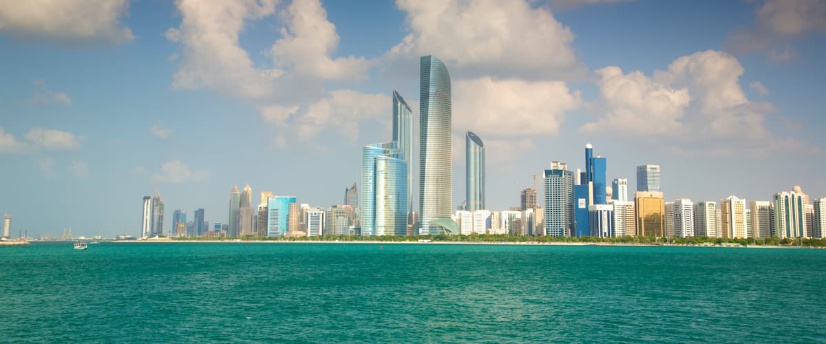Abu Dhabi Emirate which includes modern architecture, general coastal views and skyline