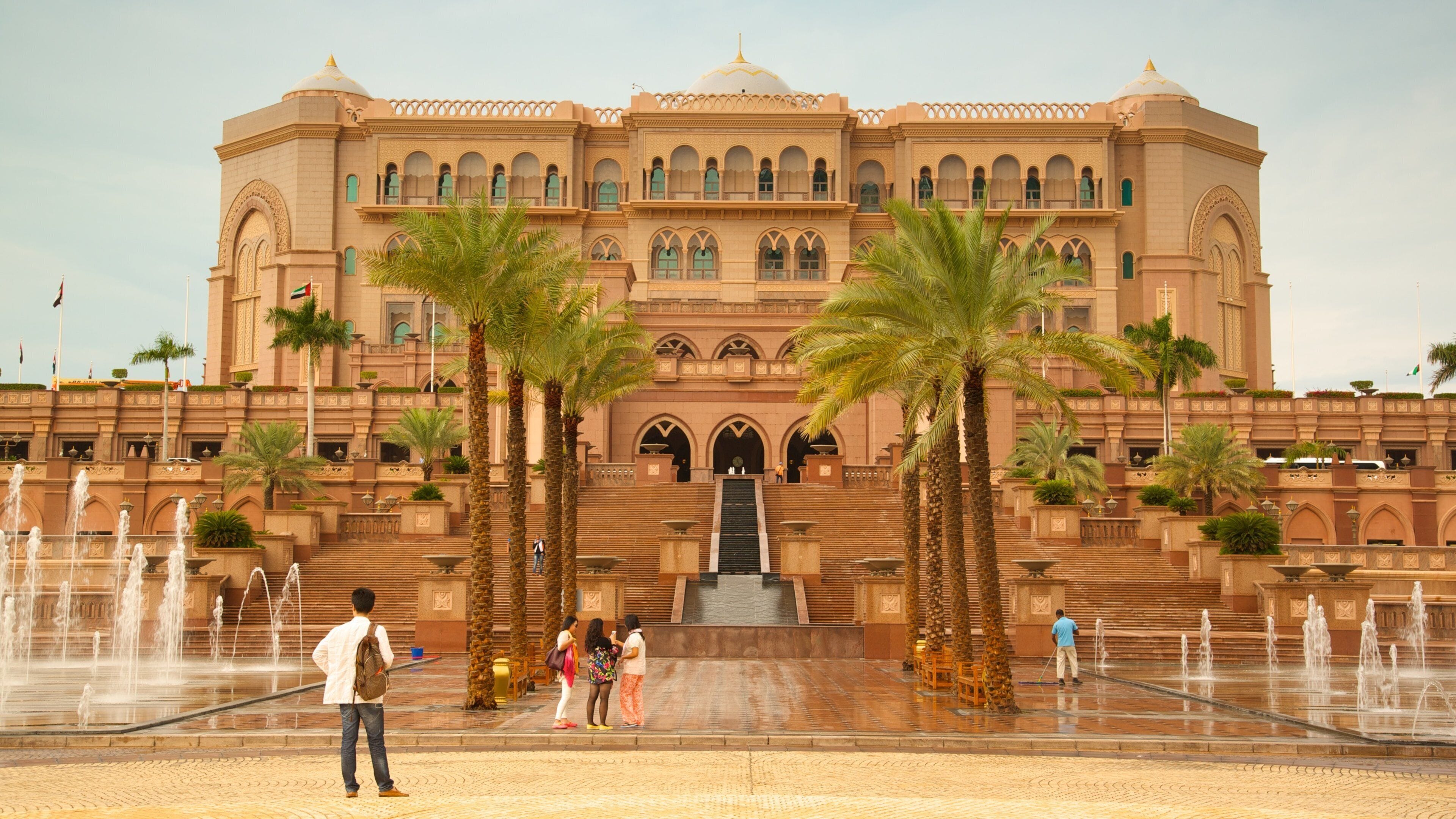 Abu Dhabi Emirate which includes a fountain, heritage elements and heritage architecture