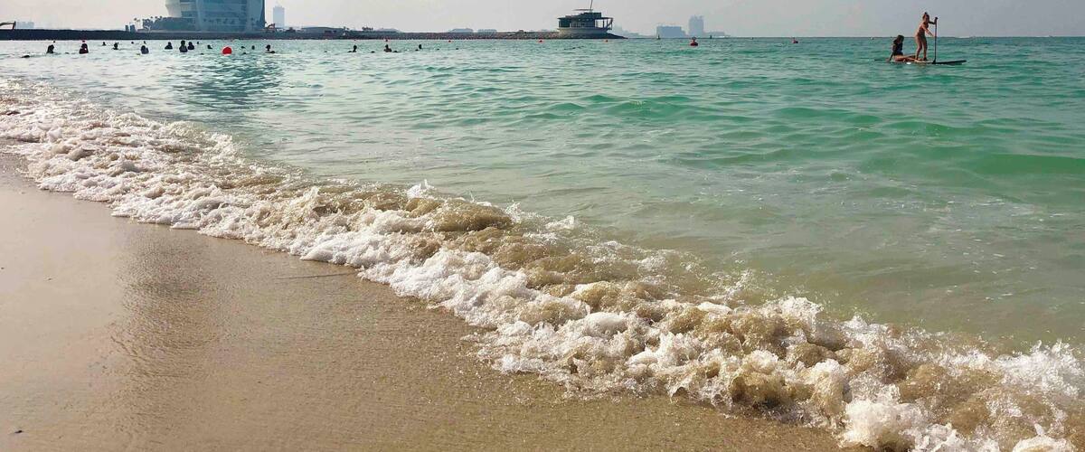 The public beach to take photo of the 7-star hotel