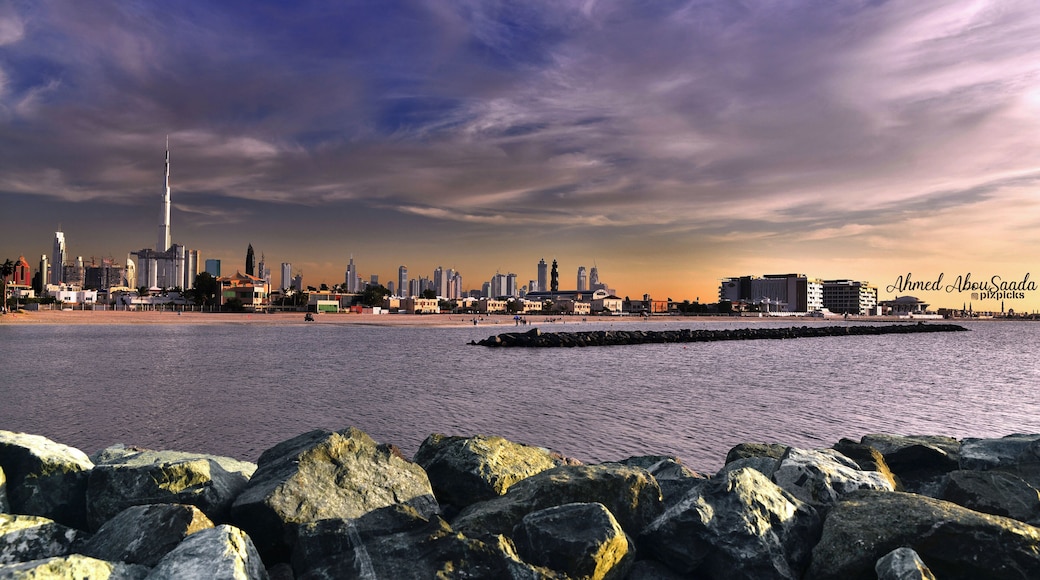 Over looking Burj Khalifa Dubai UAE during sunset