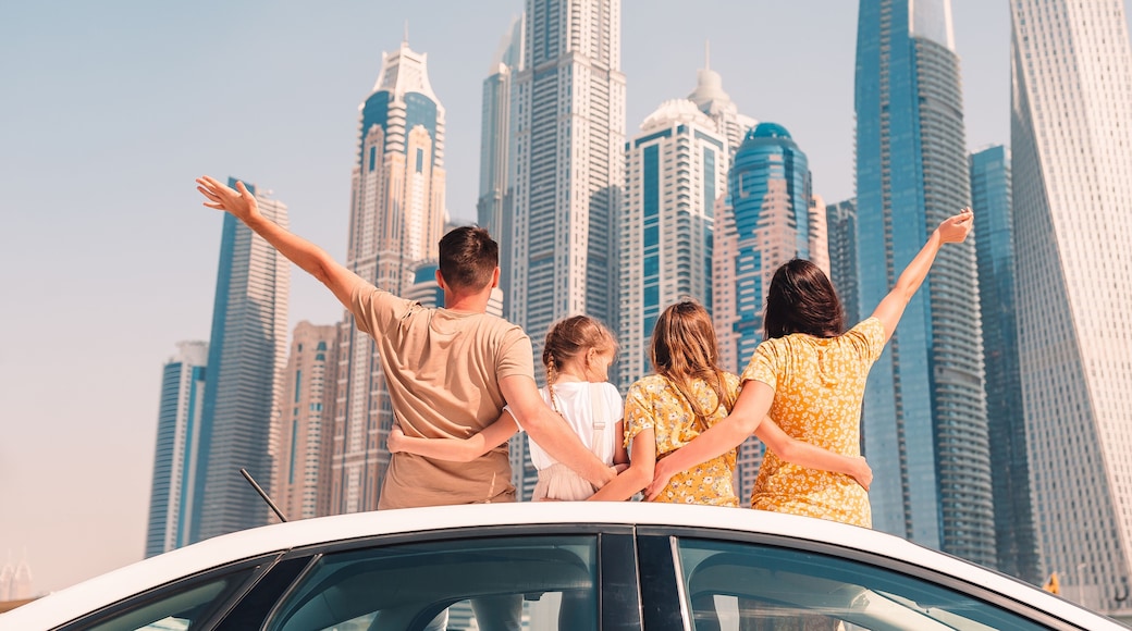 Summer car trip and young family on vacation