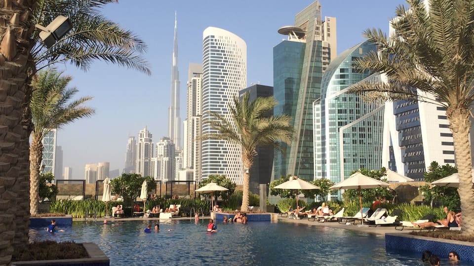 Pool view in Dubai. Nice break from the heat.