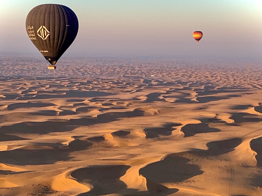 Flying over the Dubai desert.