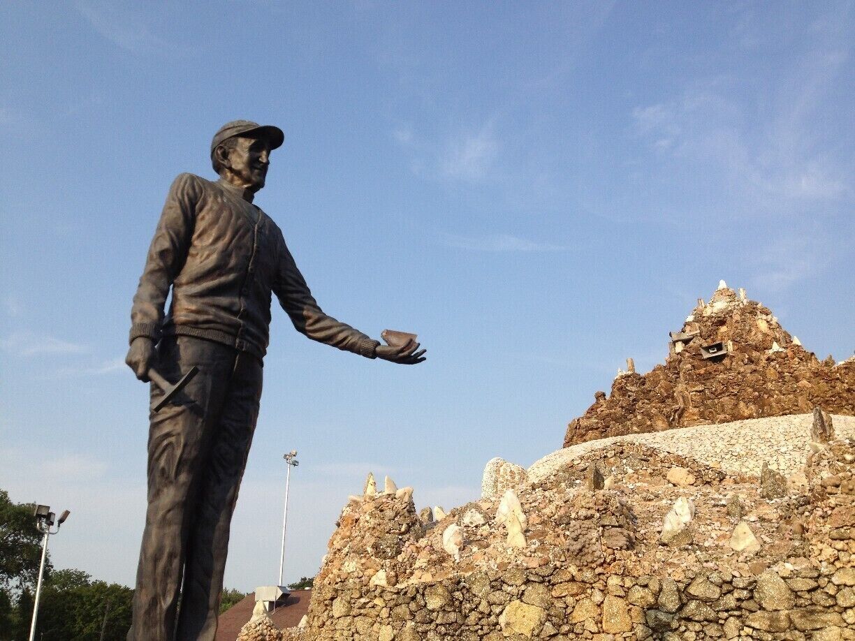 Statue of Father Paul Dobberstein, the creator of the largest grotto in the world.