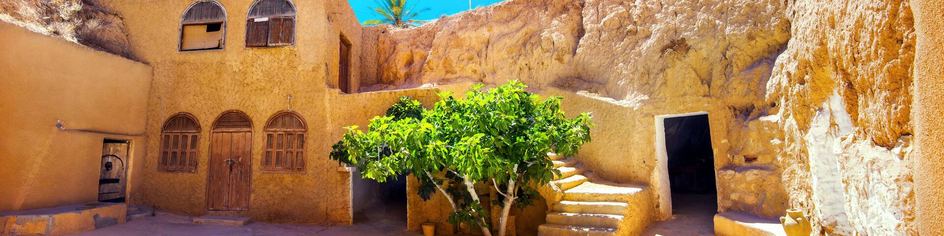 Berber underground dwellings. Troglodyte house. Matmata, Tunisia, North Africa