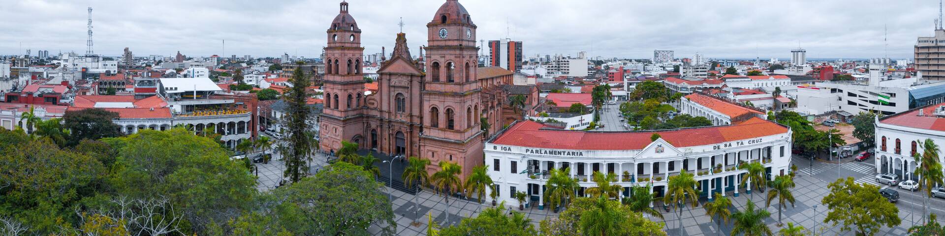 Aerial panorama of the city of Santa Cruz de La Sierra in Bolivia