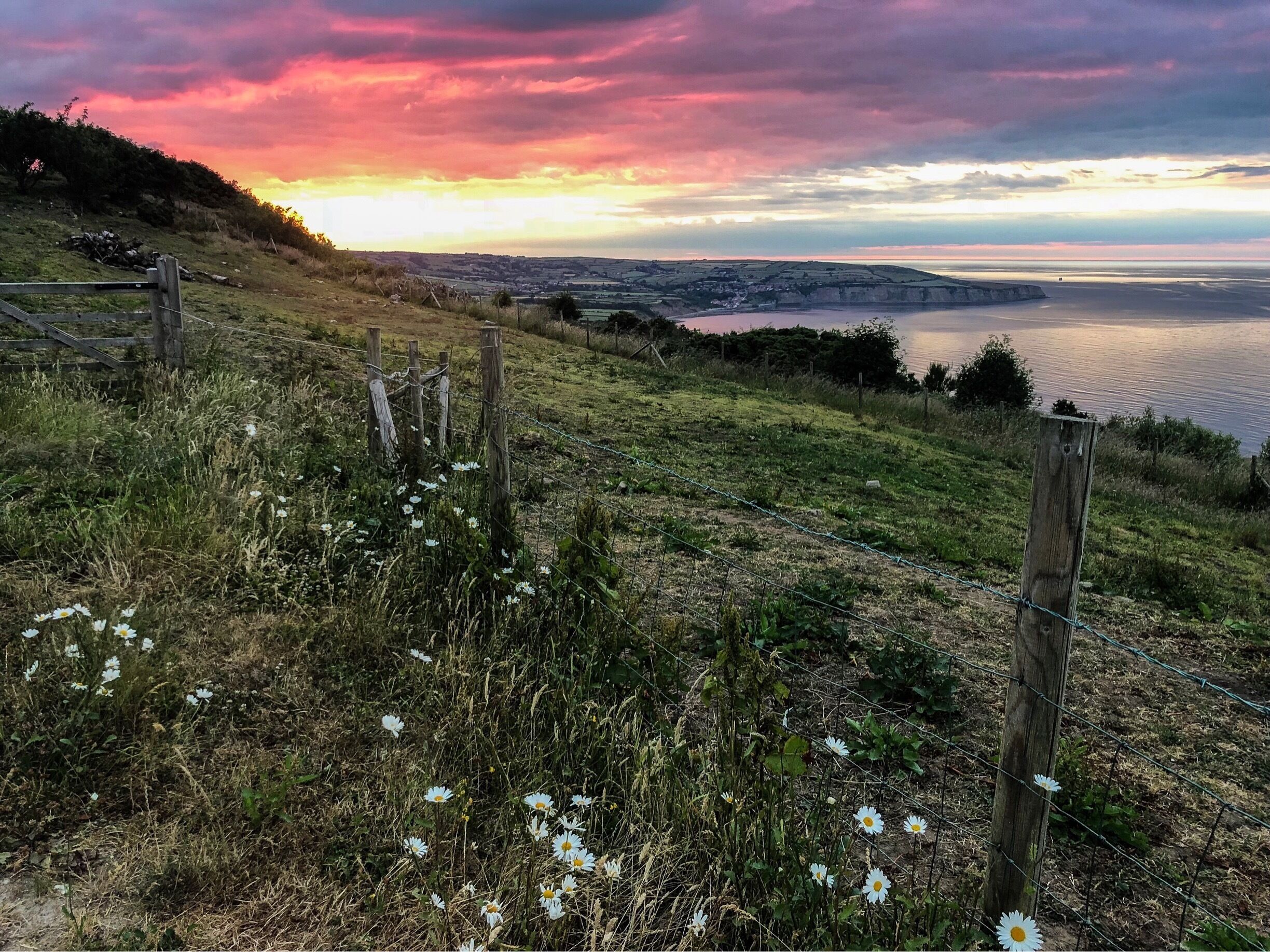 Beautiful skies this time of year in Ravenscar, North Yorkshire! #sunset #summersevening #LikeALocal #ravenscar #seaside #seaview #coast #whitby #scarborough #robinhoodsbay
