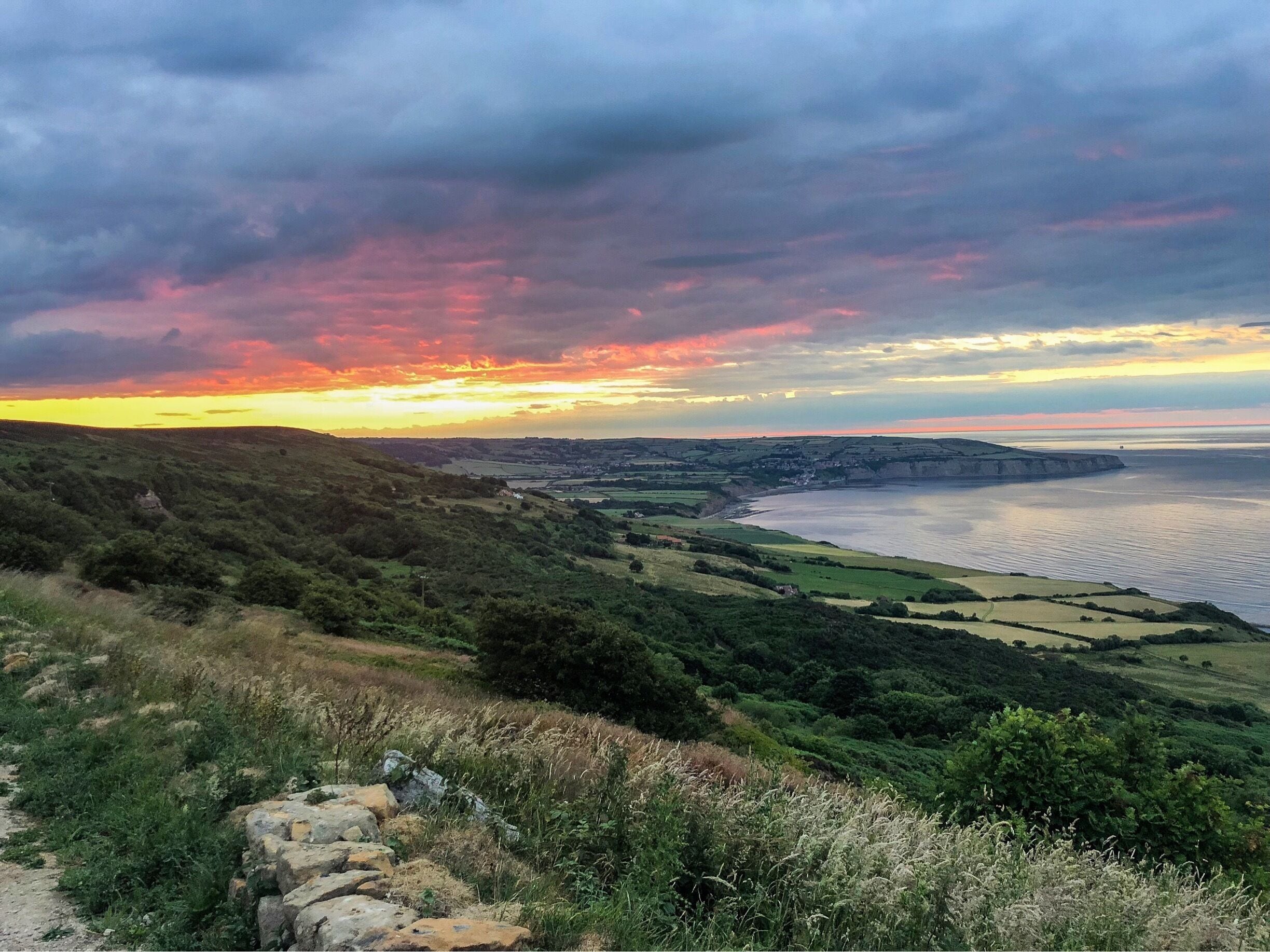 Beautiful skies this time of year in Ravenscar, North Yorkshire! #sunset #summersevening #LikeALocal #ravenscar #seaside #seaview #coast #whitby #scarborough #robinhoodsbay MyBackyard