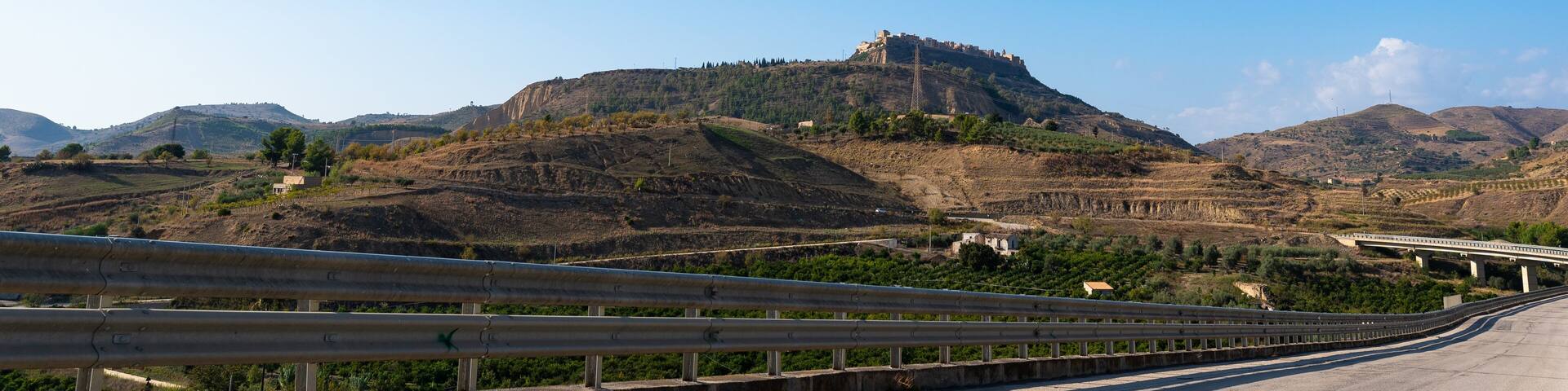 Sicilian Landscape with View of Butera, Caltanissetta, Sicily, Italy, Europe