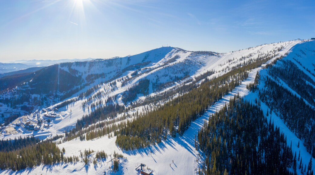 Schweitzer Idaho Ski Area Winter Snow Mountain Peaks Panoramic Aerial View