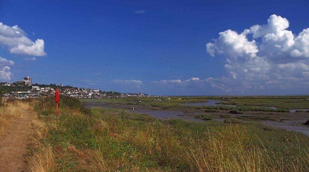 Leigh-on-Sea, Essex. Looking eastwards from the path not far from the railway station