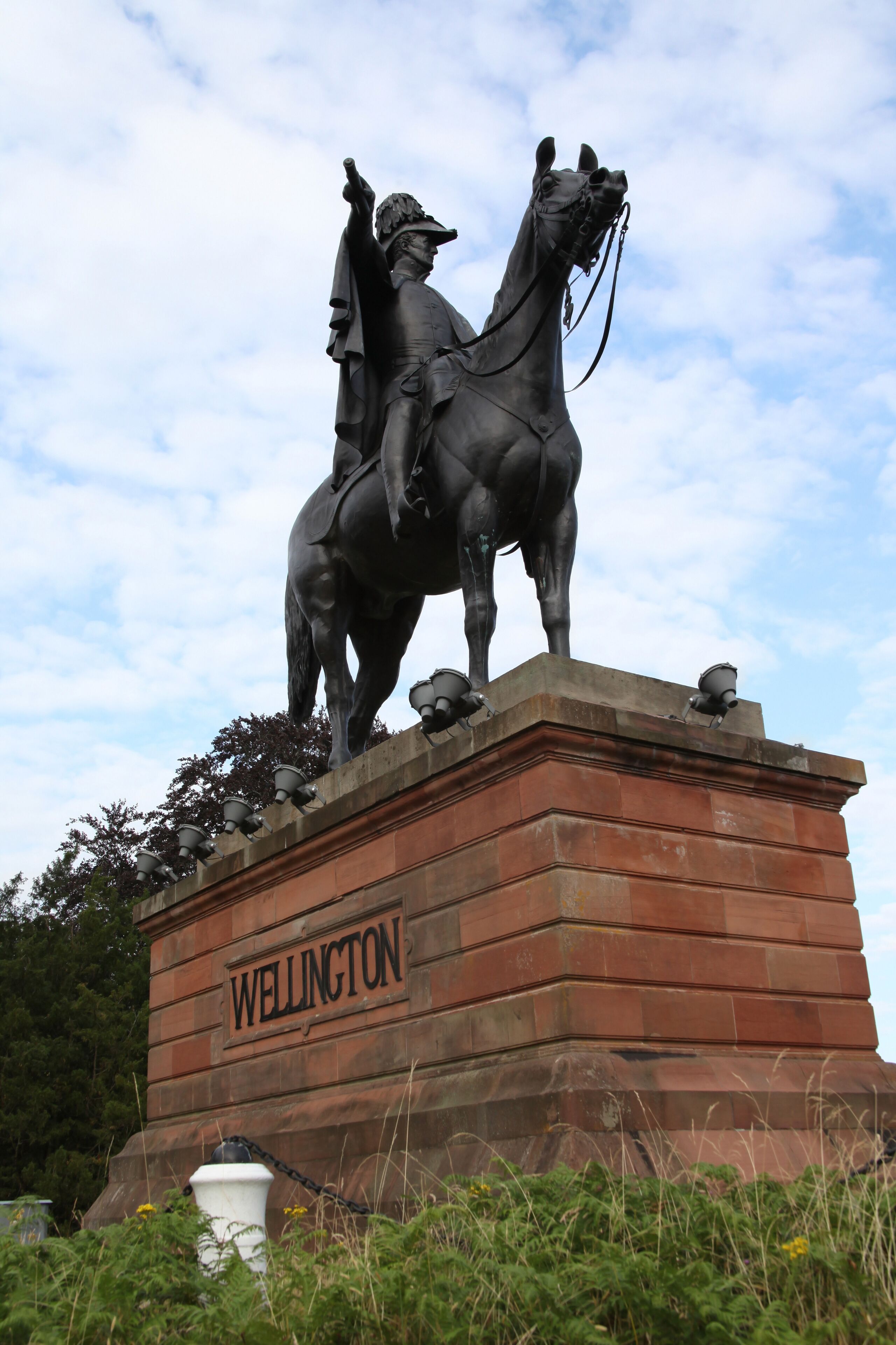 An equestrian statue of The Duke of Wellington in Aldershot, Hampshire, UK