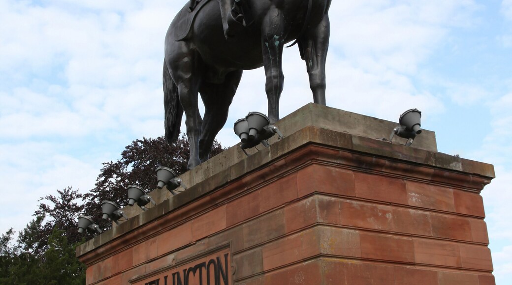 An equestrian statue of The Duke of Wellington in Aldershot, Hampshire, UK
