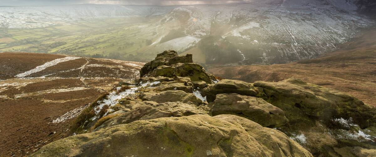 Peak District which includes tranquil scenes, landscape views and a sunset