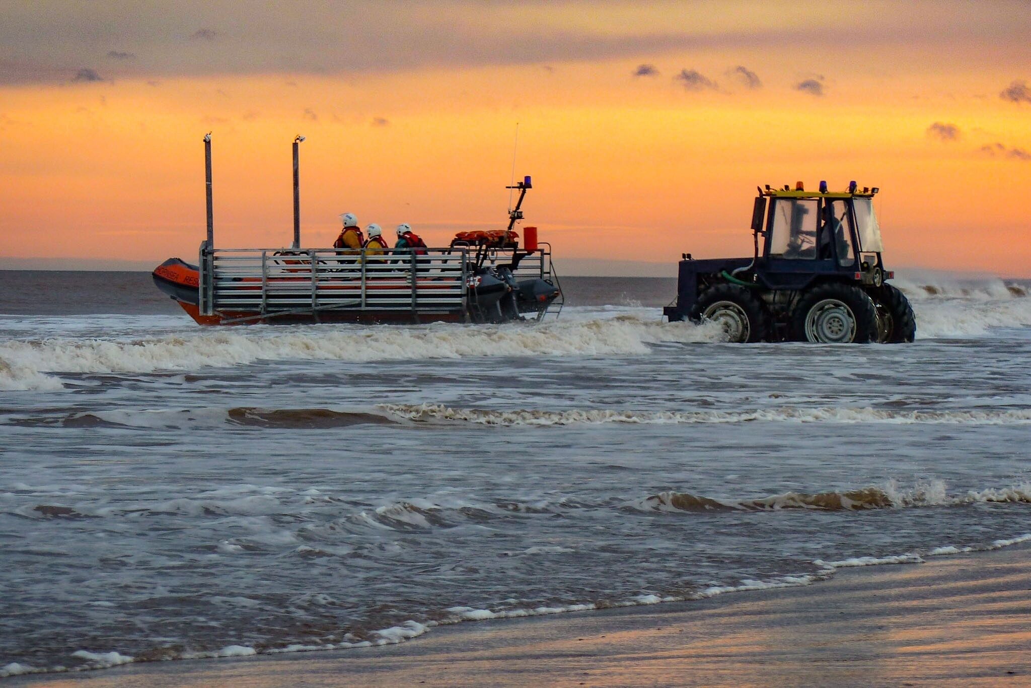 Launching the lifeboat in Hornsea, taken at midday on the winter equinox. It never really got light all day. Very atmospheric. 