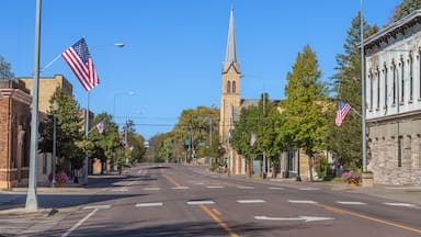 Historic downtown Jordan Minnesota street scene looking down Broadway Street