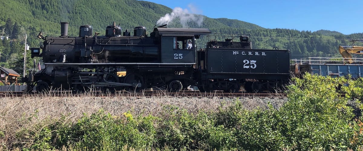 Authentic steam train that travels along a beautiful section of the Oregon Coast.