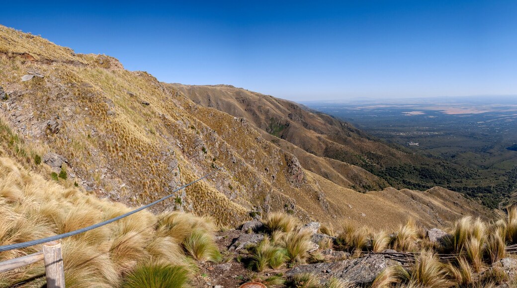 Panorama from the top of the viewpoint of the sun in Merlo, San Luis, Argentina, a steppe mountain for practicing paragliding