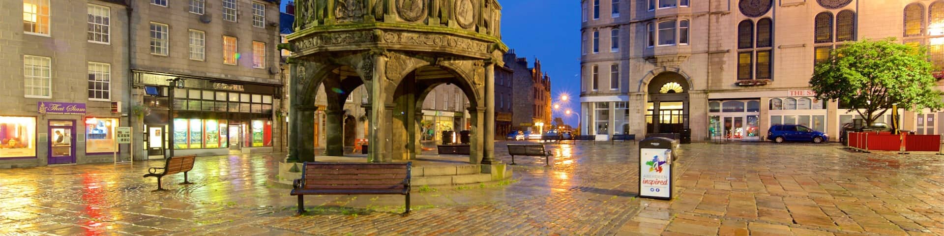 Aberdeen showing night scenes, a city and heritage elements