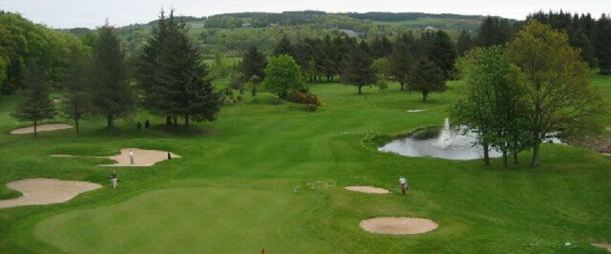 Deeside golf club. The view from the newly built club house at Deeside golf course looking out over the 18th green.