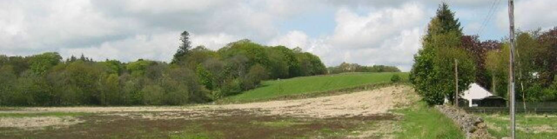 Possible route of western peripheral road. This is part of the route of the proposed Western Peripheral Road around Aberdeen. The effect on the Camphill communities has made this a very live local issue.