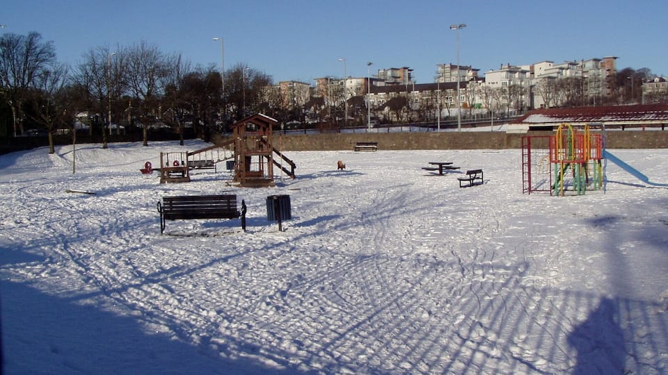 Playground in Rubislaw playing fields This is one of seven children's playgrounds in the West End of Aberdeen that I visited in the course of an eighty minute dog walk. The others are mainly for younger children. The seven are Rubislaw, Kepplestone, Johnston Gardens, Craigiebuckler, Airyhall, Craigielea and Thorngrove.