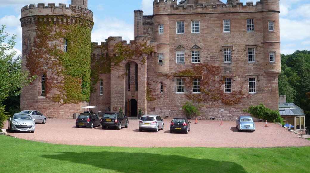 The west front of Dalhousie Castle near Bonnyrigg, Midlothian, Scotland. More images.