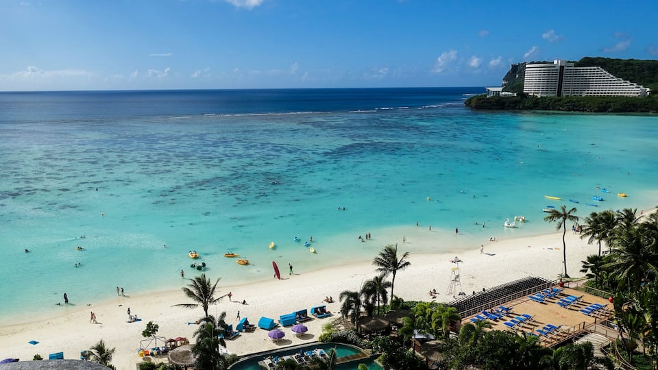 high angle view of tumon bay beach, guam