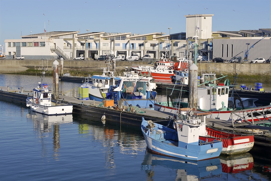 Fishing harbor of La Turballe, a commune in the Loire-Atlantique department in western France.