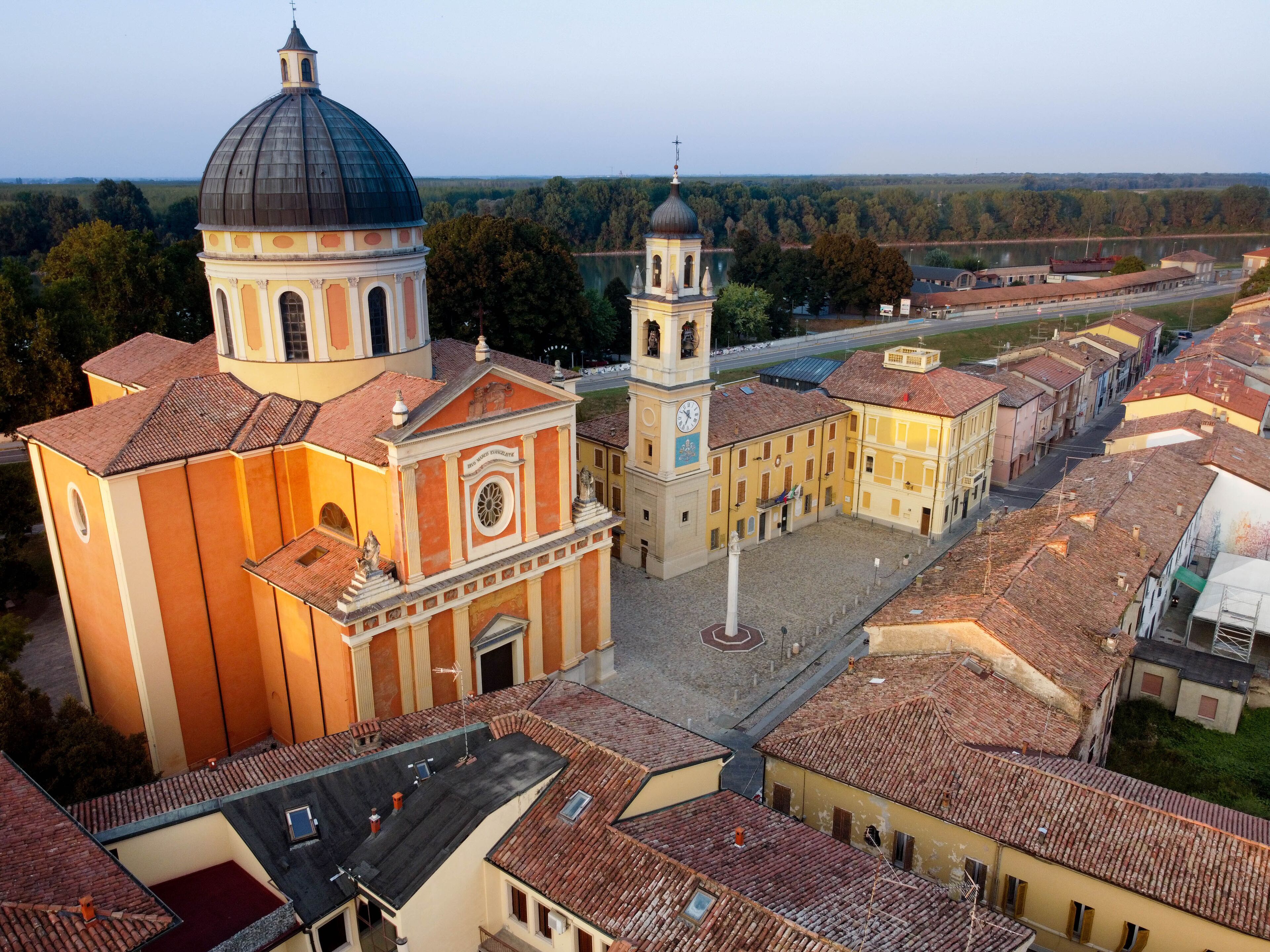 Aerial view of Boretto town, italy
