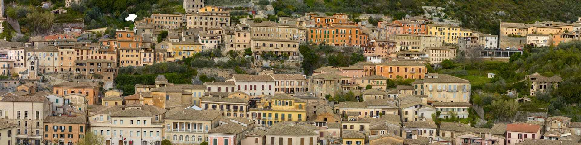 Aerial view of the town of Arpino, located in the province of Frosinone in Lazio, Italy.