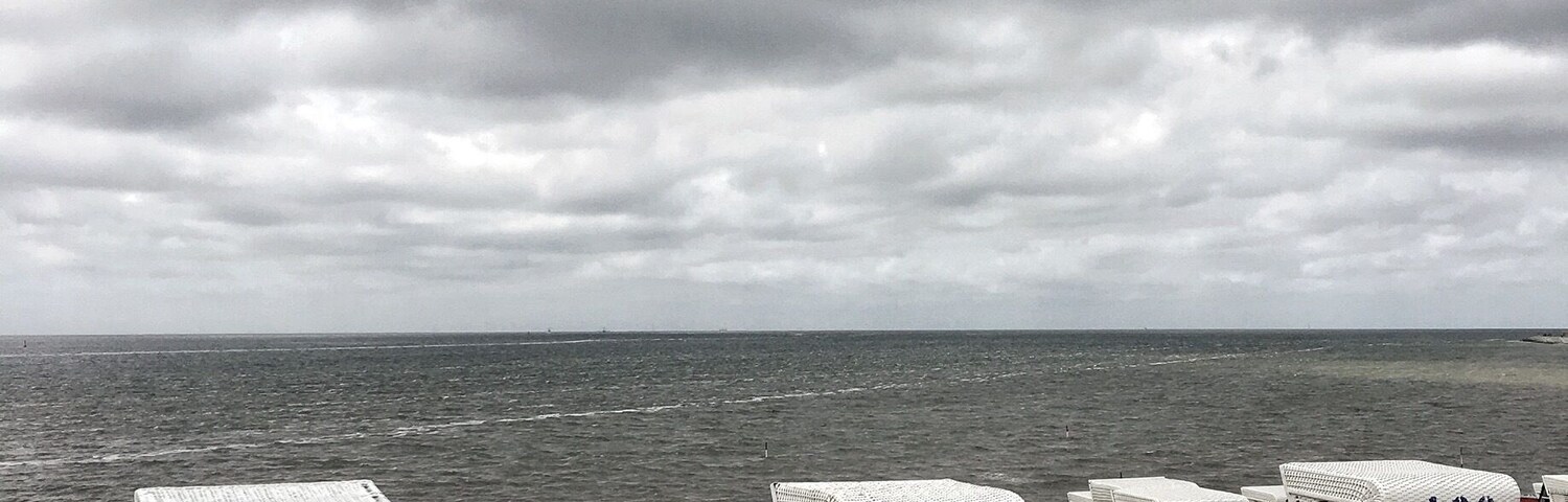 On a windy, cloudy day at BĂŒsum, North Sea.