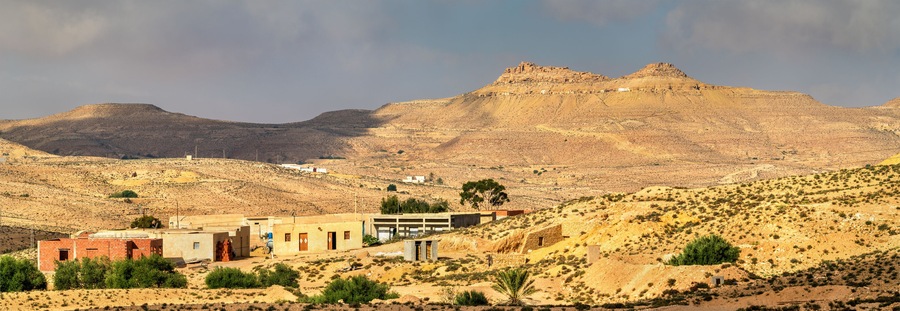 Typical Tunisian landscape at Ksar Ouled Soltane near Tataouine